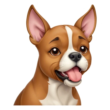 Cinematic Cute Yawning Fawn Boxer dog Portrait Emoji, Head tilted slightly with a dramatic, wide-open yawn, showcasing a short fawn Fur with a crisp white muzzle and chest, floppy ears slightly drooping, round brown eyes barely open in drowsy contentment, Simplified yet irresistibly adorable features, highly detailed, glowing with a soft, cozy glow, high shine, relaxed yet expressive, stylized with a touch of whimsy, bright and endearing, soft glowing outline, capturing the essence of a sleepy yet affectionate guardian, so drowsy it feels like it could stretch right out of the screen and curl up for a nap! sticker