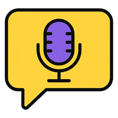 voice chat widget icon, speech bubble with microphone, clean and minimal, app UI style sticker