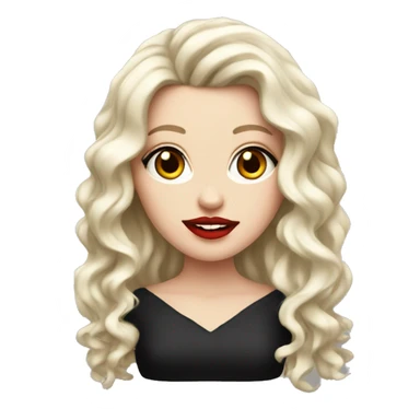 White Girl, red lipstick with red horns with long curly black hair sticker