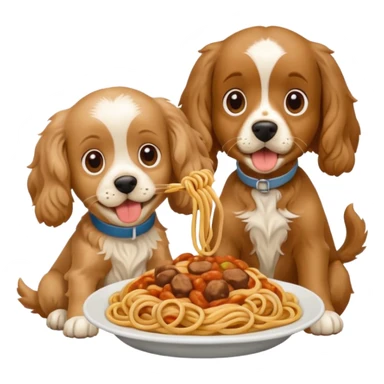 American Cocker Spaniel and Mongrel Eat Spaghetti Between Them sticker