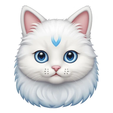 Teddy cat white with blue eyes iOS style sticker