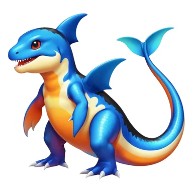 white blacks colorful gradient shiny glossy Fakémon-Digimon-orca-reptile-charizard-feraligatr-lizard-creature-hybrid (full body) sticker