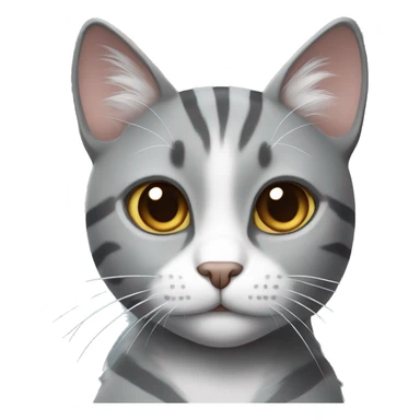Gray cat with white stripes with brown eyes sticker