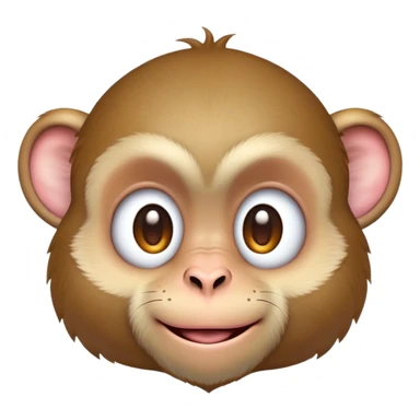 Cinematic Cute Macaque Portrait Emoji, Head tilted playfully and inquisitively, with a charmingly mischievous face accented by soft, fuzzy fur and round, sparkling eyes filled with curiosity, Simplified yet irresistibly adorable features, highly detailed, glowing with a warm, friendly glow, high shine, affectionate and lively, stylized with a touch of primate whimsy, bright and endearing, soft glowing outline, capturing the essence of a playful macaque that seems as if it could jump out of the screen into your arms! sticker