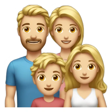 3 person family mom Gold hair, dad brown hair, boy blond hair sticker