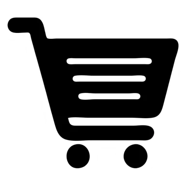 A shopping cart icon, black and white, filled, no outline. sticker