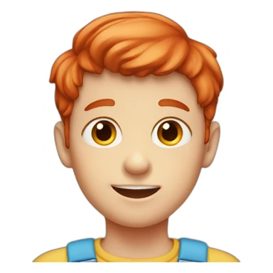 small red head boy with braces sticker