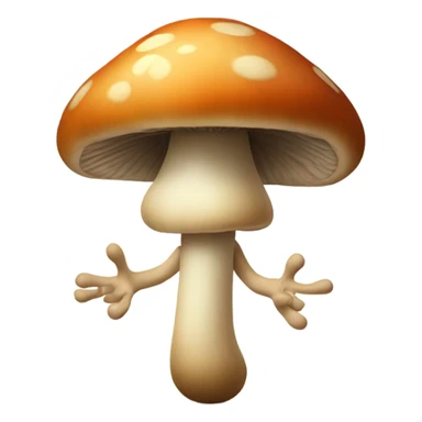 Mushroom with 2 arms, 2 legs and a face sticker