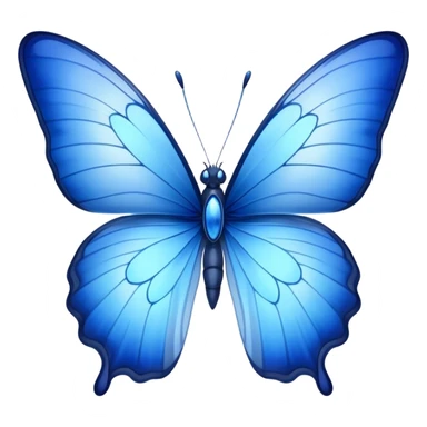 Cinematic Realistic Noble Blue Butterfly Portrait Emoji, Poised and graceful, with delicate, translucent wings rendered in vivid sapphire and indigo tones, a slender, elegant body with finely detailed textures, and gentle, reflective eyes, illuminated by soft natural light, high shine, intelligent and ethereal, styled with an air of refined natural beauty, focused and attentive, soft glowing outline, capturing the essence of a watchful and confident blue butterfly that appears to flutter out of the screen with effortless grace! sticker
