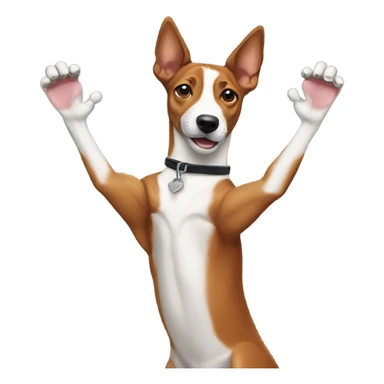 Basenji holding his arms up sticker