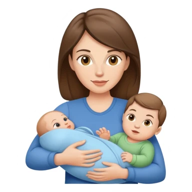 Light brunette fit mom with baby boy sticker