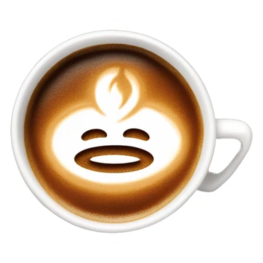 hot coffee with lattee art, white sourcer sticker