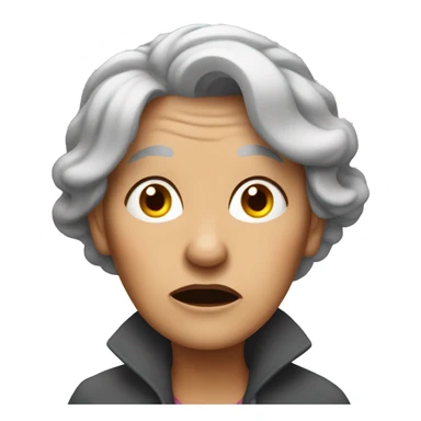 puzzled older woman gray hair sticker