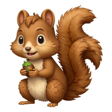 long-toothed squirrel character with acorn, full body sticker
