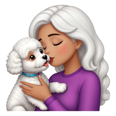 Tanned girl kissing a bichon sticker