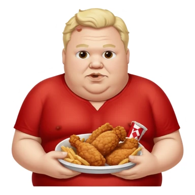 A fat guy eating kfc fried chicken shirtless sticker