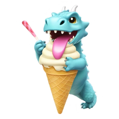 Fat dragon lickingice cream sticker