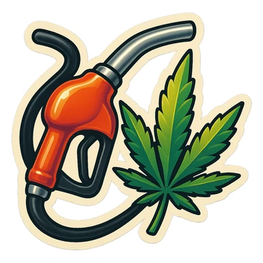 gas pump handle with cannabis leaf sticker