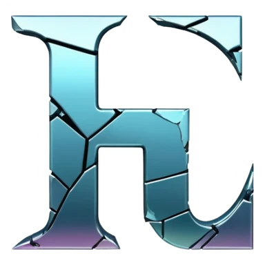 Stylized letter T with glitch effects or cracked edges sticker