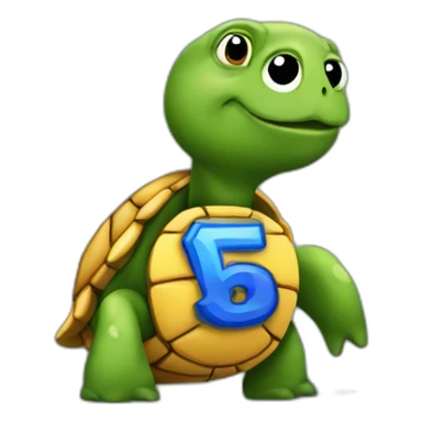 a warriors turtle with a Big number one sticker