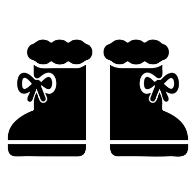 light brown fluffy boots with bows, minimal icon style sticker