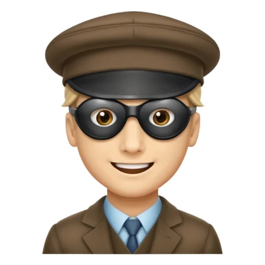 A man wearing a peeky blinders style hat with a hopeful expression. sticker