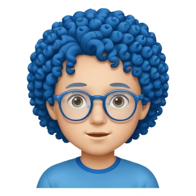blue curly haired kid with glasses sticker