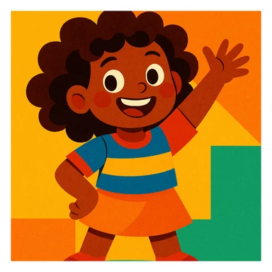 menina parda com cabelos cacheados, vibrant illustration style, colorful, lively sticker