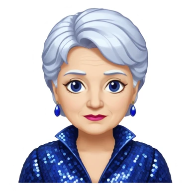 Madame Morrible from The Wizard of Oz with white hair, indigo sequin outfit sticker