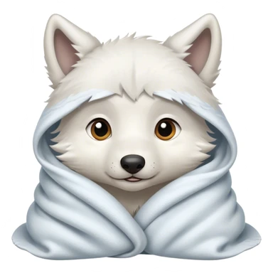 Baby white wolf cozy in a blanket  sticker