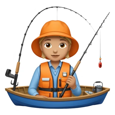 Person inside of a boat fishing sticker