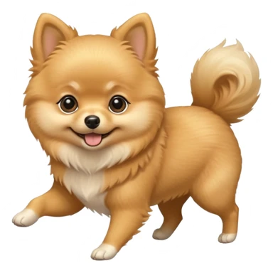 Create a cute tiny golden pomerania small not so furry- running playing and so sticker