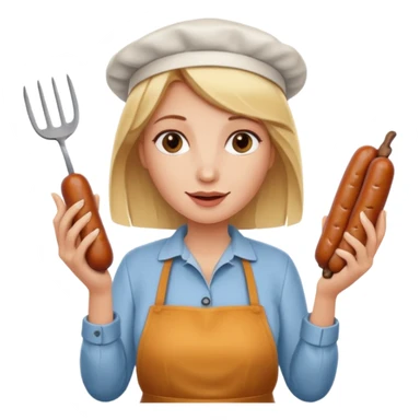 Naked blonde with both hands holding weiner sticker