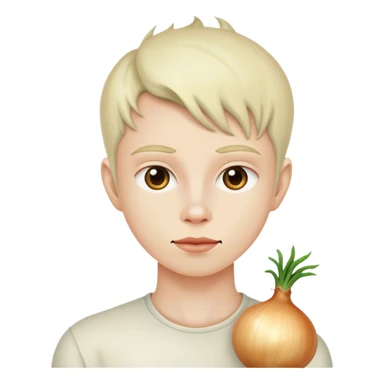 A human with onion skin sticker