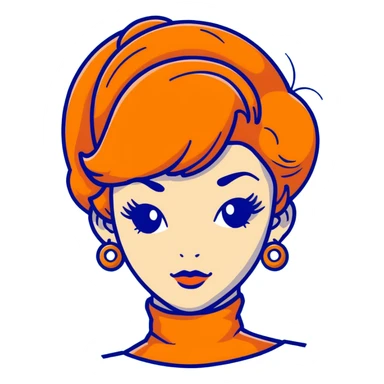 orange hair styled in a retro bouffant sticker