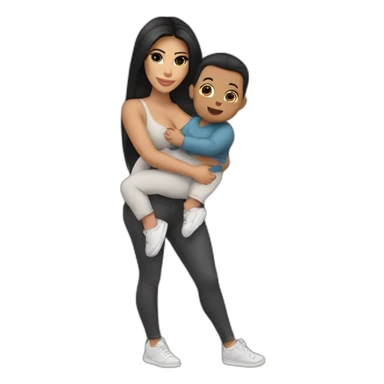 kim kardashian holding a child in a shoe sticker