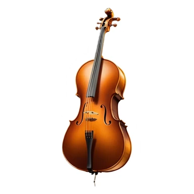 Cinematic Realistic Cello, deep brown polished wood, elegant f-holes creating contrast, warm golden light reflecting off its curves, glowing with depth and a rich musical resonance. sticker