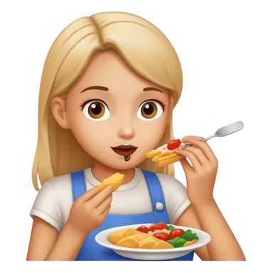 Girl eating food sticker