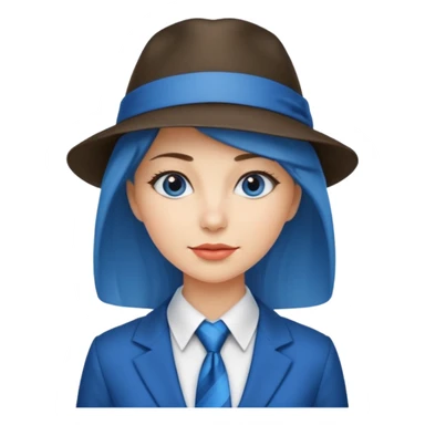 Blue neck tie with hat women sticker