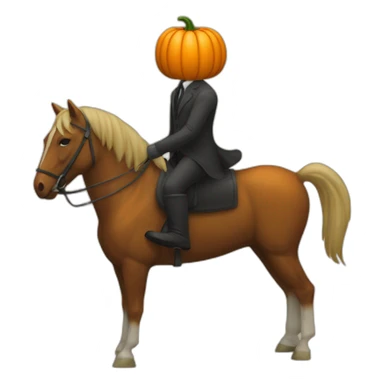 Headless man on a horse with a pumpkin head sticker
