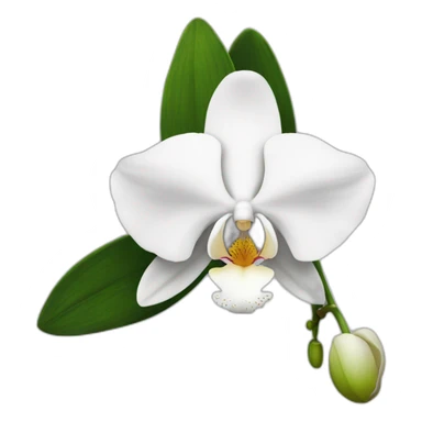 White orchid flower sticker