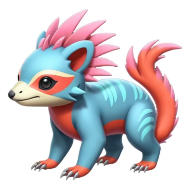  exotic tropical cyber-Sleuth-Sloth-Litten-Linoone-Noibat-Fakémon-Pokémon-Vernid-creature sticker