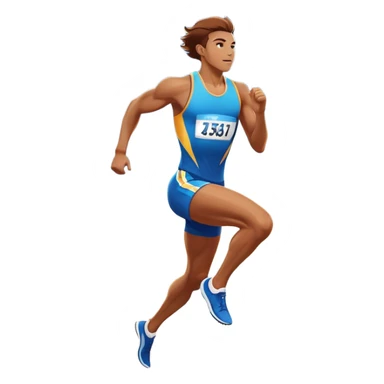 An icon featuring a vibrant stadium with cheering fans, bright lights, and a clear sky. an athlete sprinting on a track, with powerful strides and determination. The athlete's motion is dynamic, emphasizing speed and competition. sticker