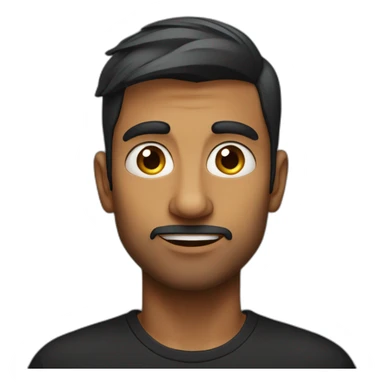 Indian man with undercut wearing black t shirt big eyes big nose sticker