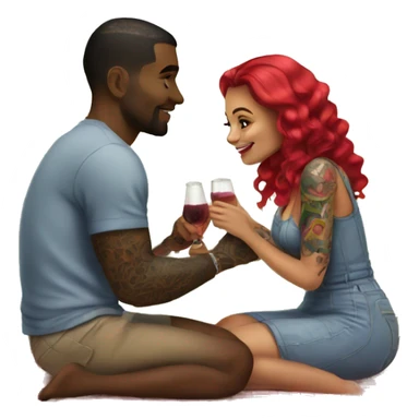 Romantic picnic date for beautiful tattooed couple sticker