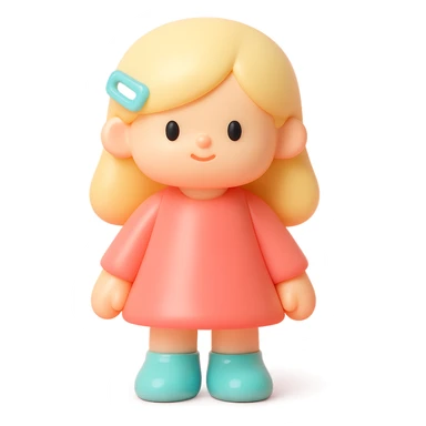 hairclip, collectible toy look, vinyl figure style sticker