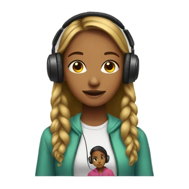 Teenage girl with headphones sticker