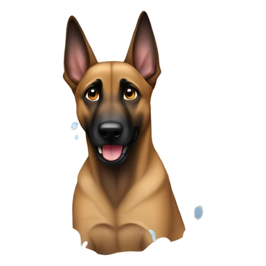 malinois qui prend son bain, sa douche sticker