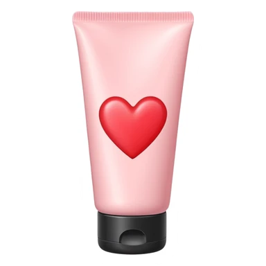 A pastel pink cream lotion tube with a red heart label on it sticker