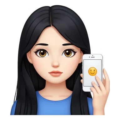 black long hair girl with soft makeup sticker